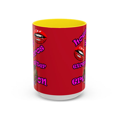 hoes b4 bros - Accent Mug (dark red)