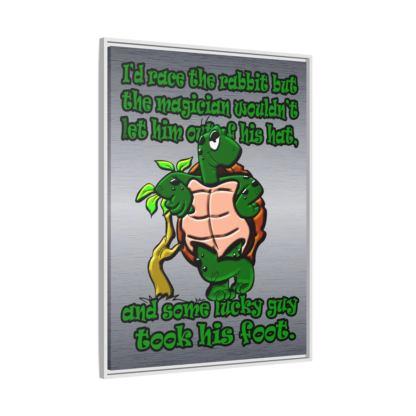 turtle race - framed canvas art (brushed nickel)