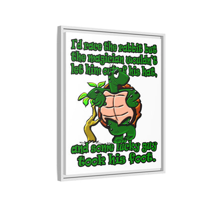 turtle race - framed canvas art (white)