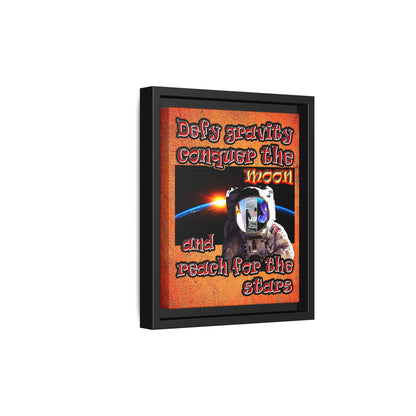 defy conquer reach - framed canvas art (burnt orange)