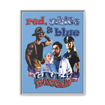 rw&b lives matter - framed canvas art (light blue)