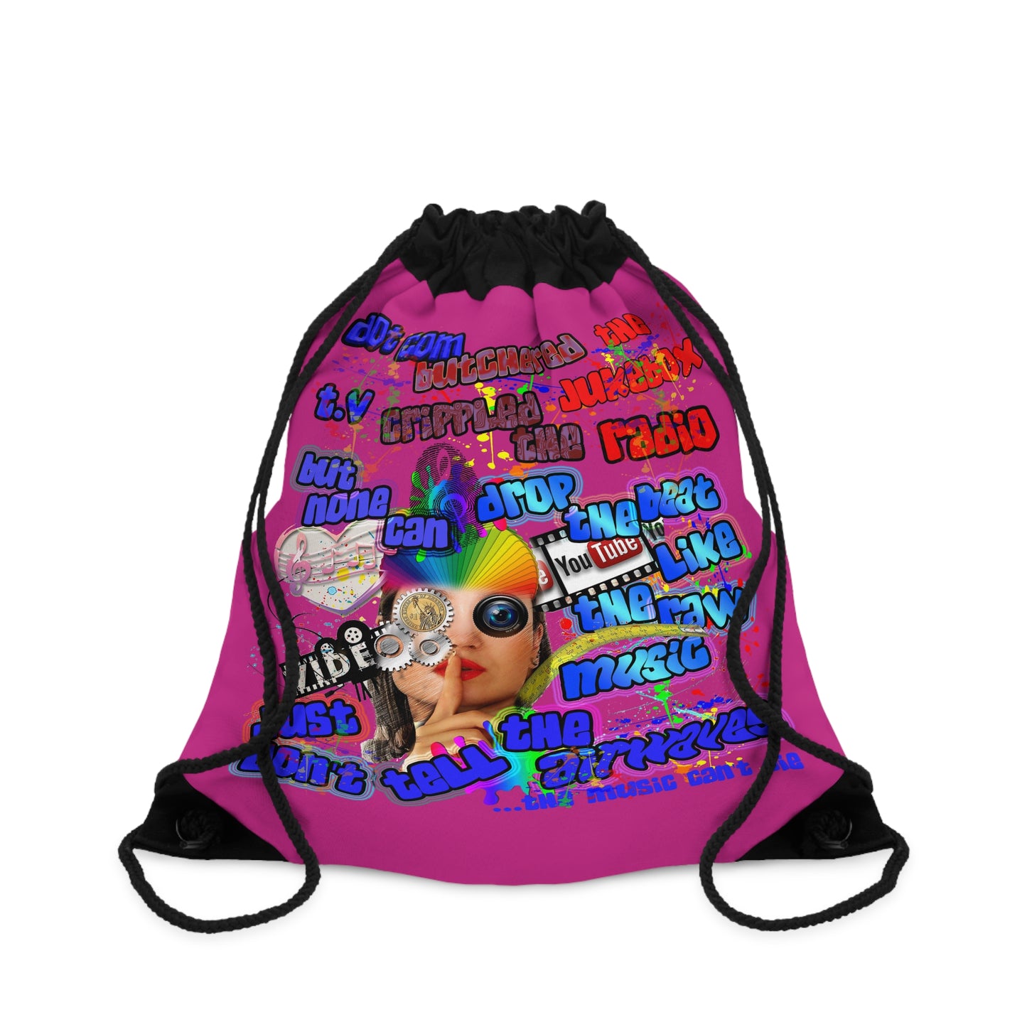 drop the beat - Drawstring Bag (pink)