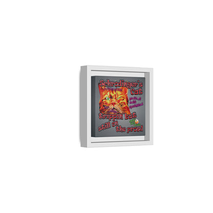 schrodinger's cat - framed canvas art (grey-light grey)