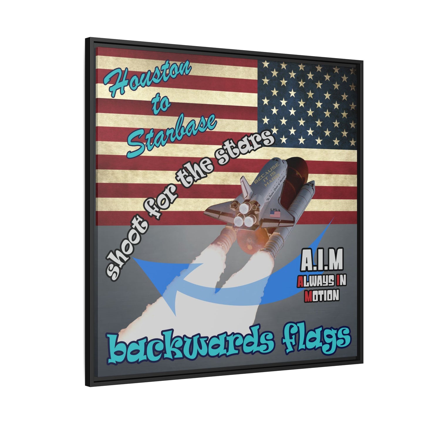shoot for the stars - framed canvas art (grey-light grey)