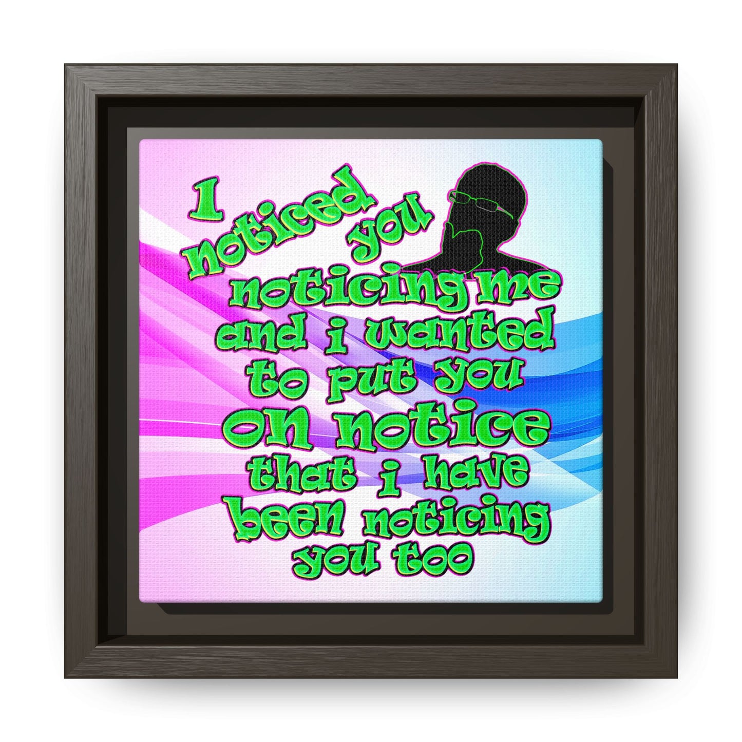 noticed you noticing - framed canvas art (light blue-pink wave)