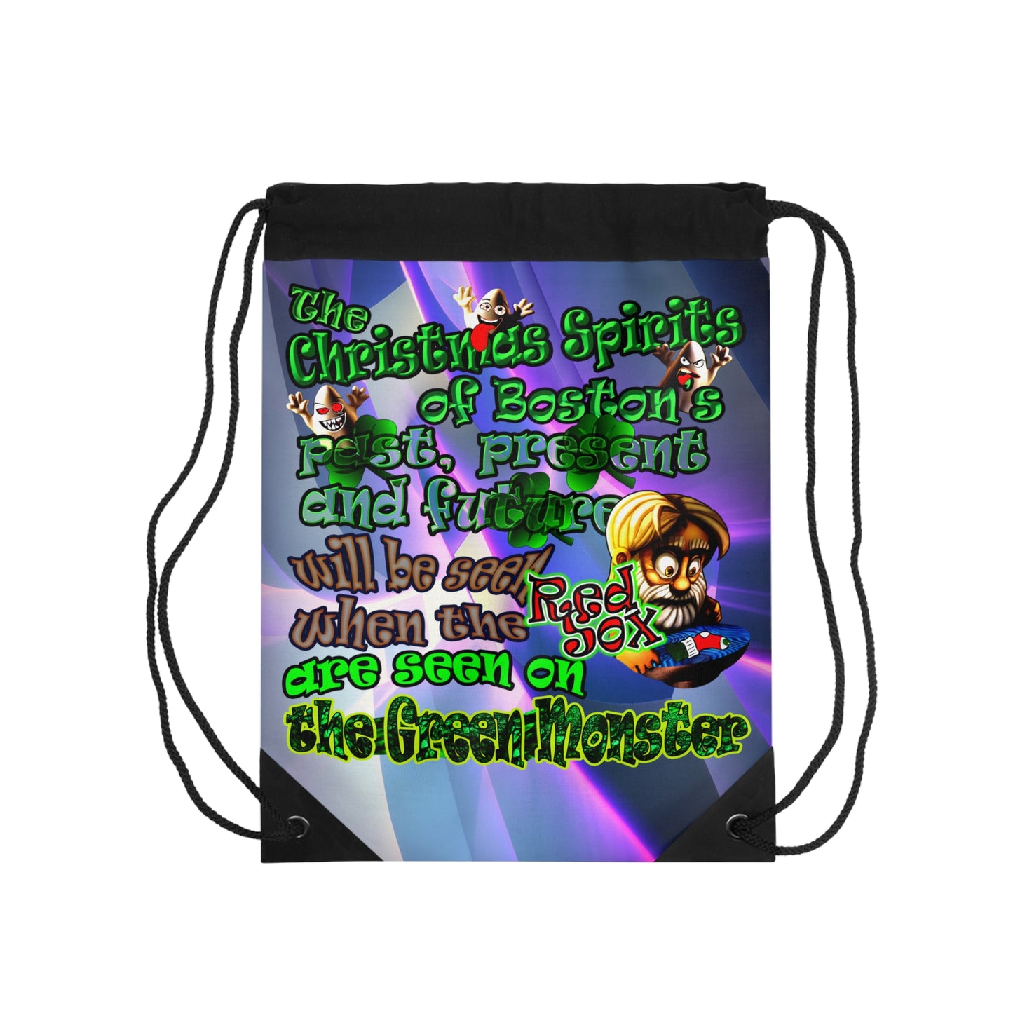 christmas spirits of boston - Drawstring Bag (grey-pink wave)