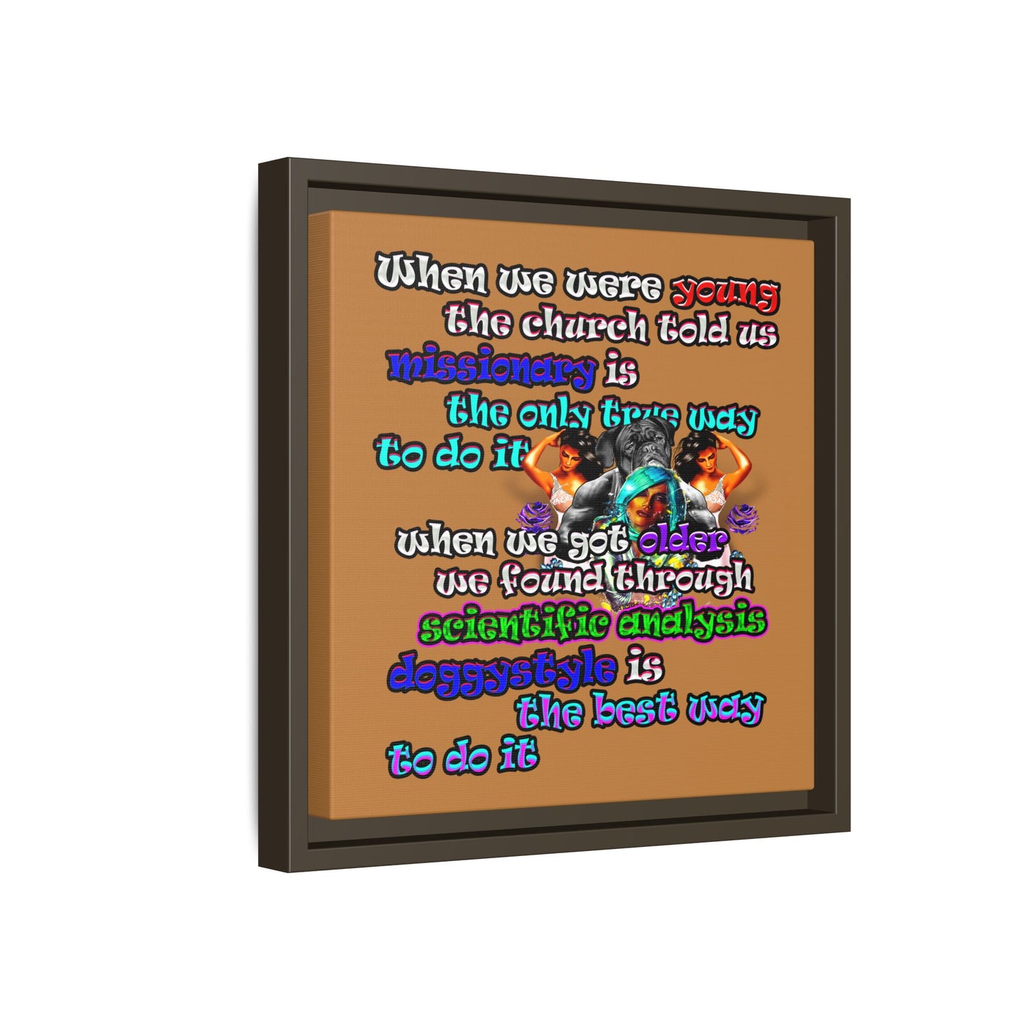 doggystyle - framed canvas art (light brown)