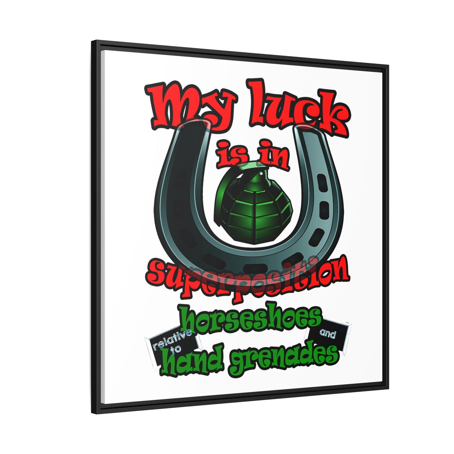 my luck - framed canvas art (white)