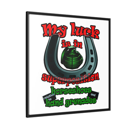 my luck - framed canvas art (white)