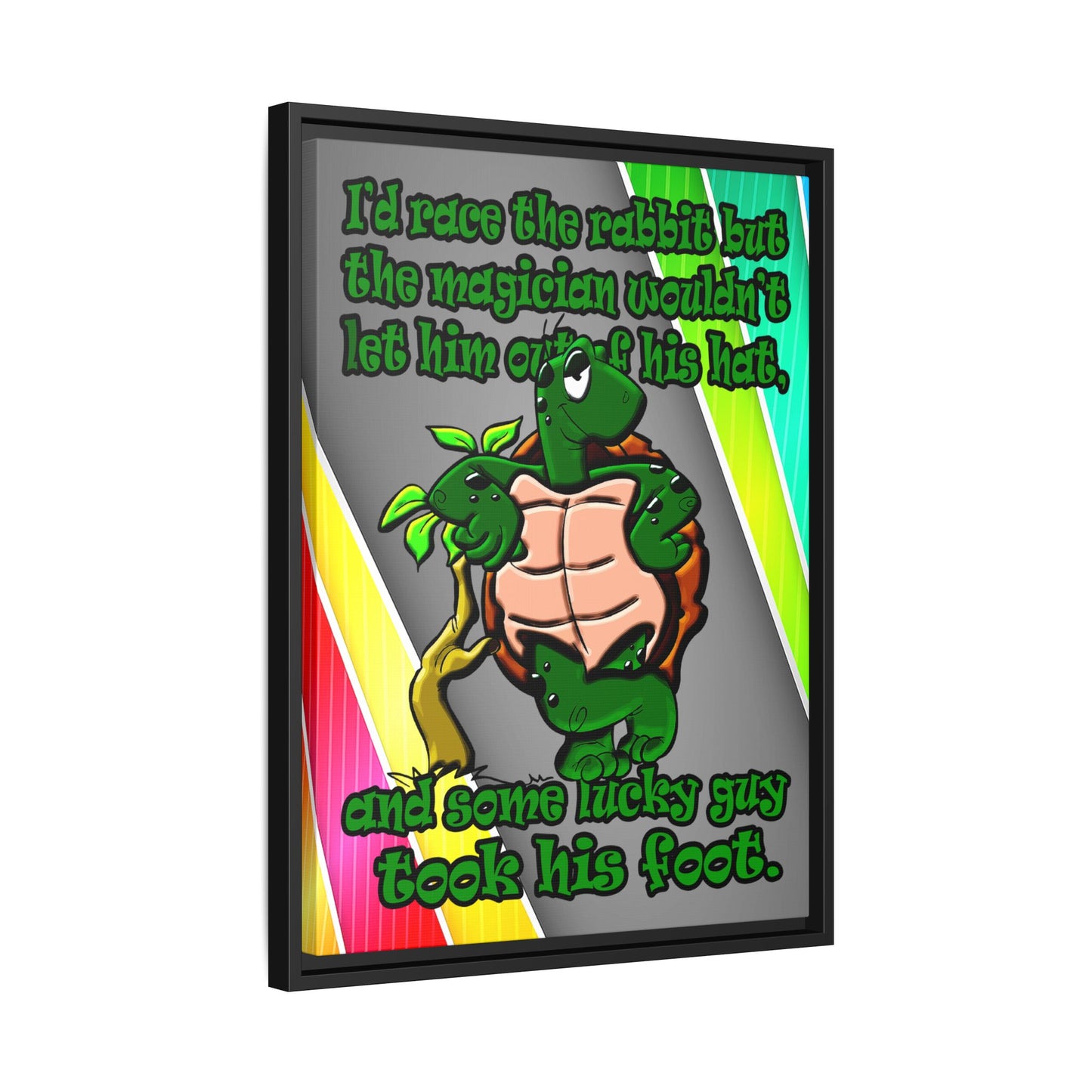 turtle race - framed canvas art (rainbow split)
