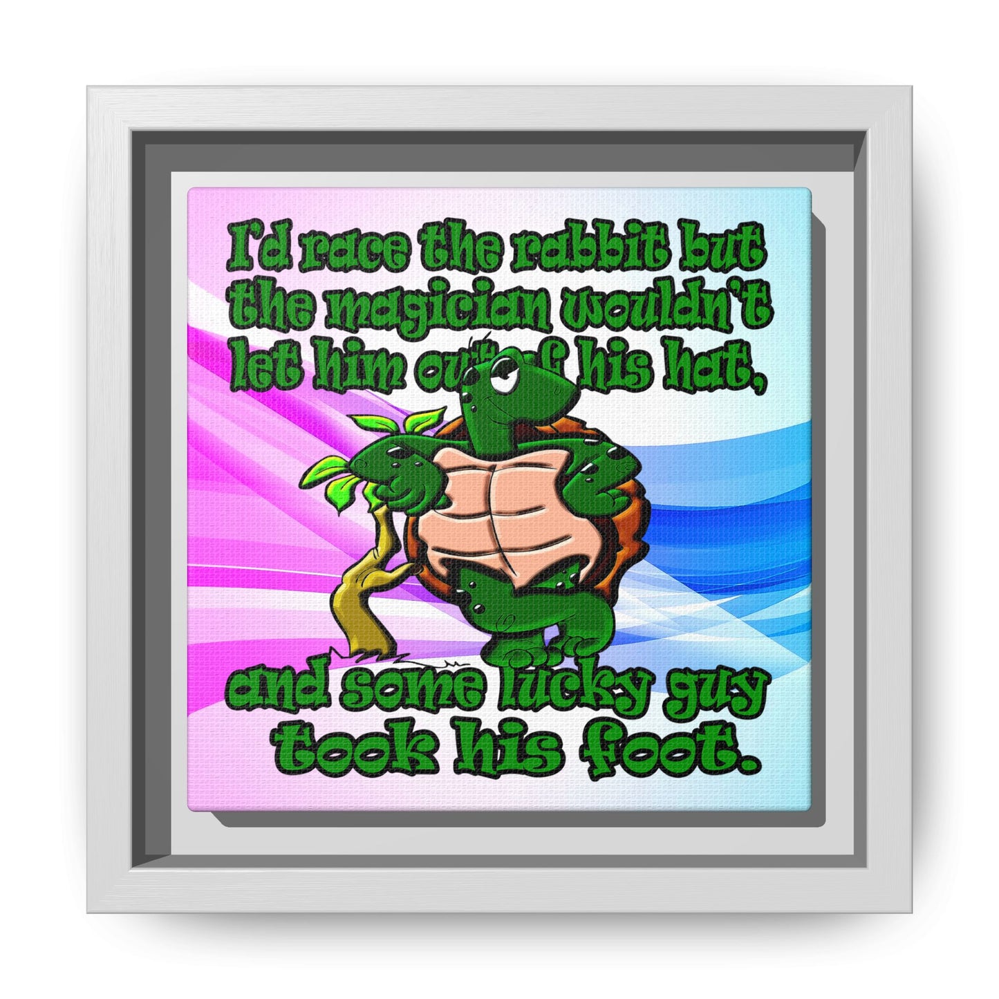 turtle race - framed canvas art (light blue-pink wave)