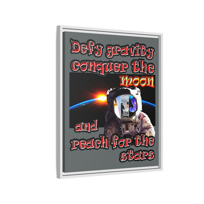 defy conquer reach - framed canvas art (dark grey)