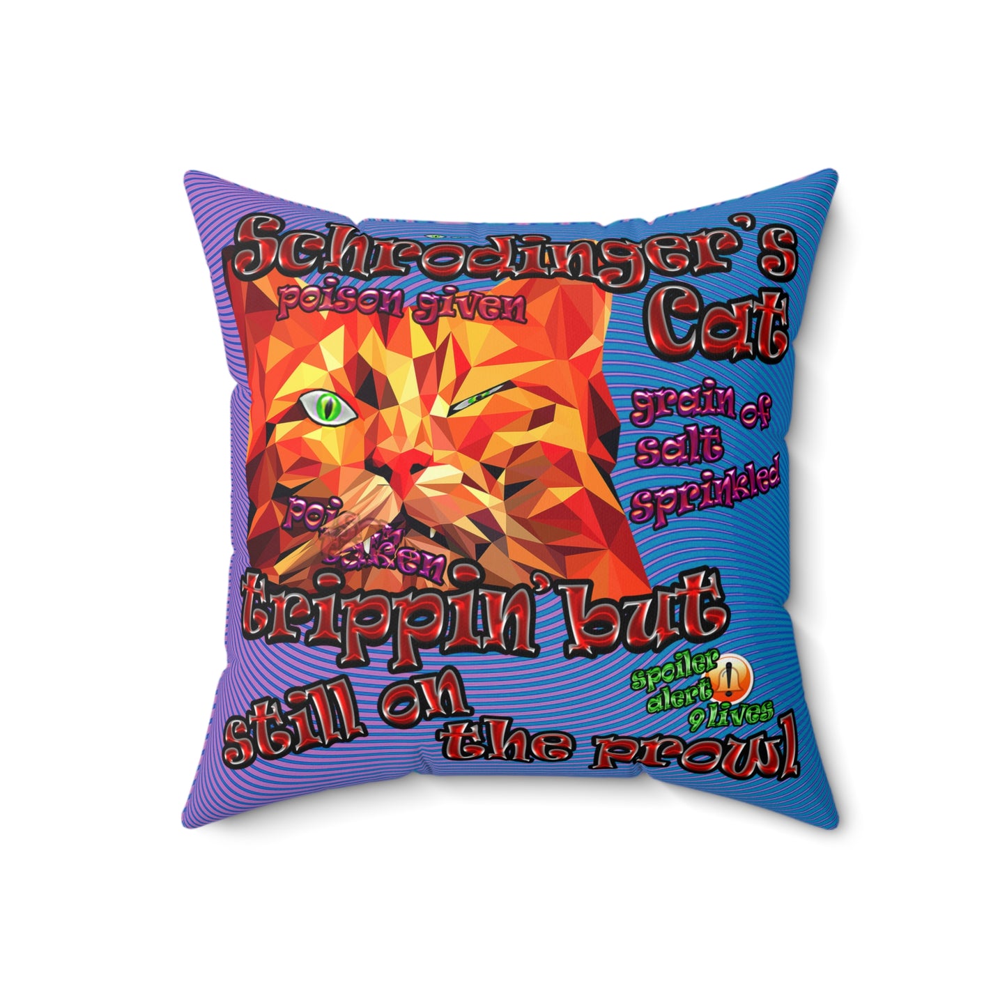 schrodinger's cat - Spun Polyester Square Pillow - (light blue-purple wave)