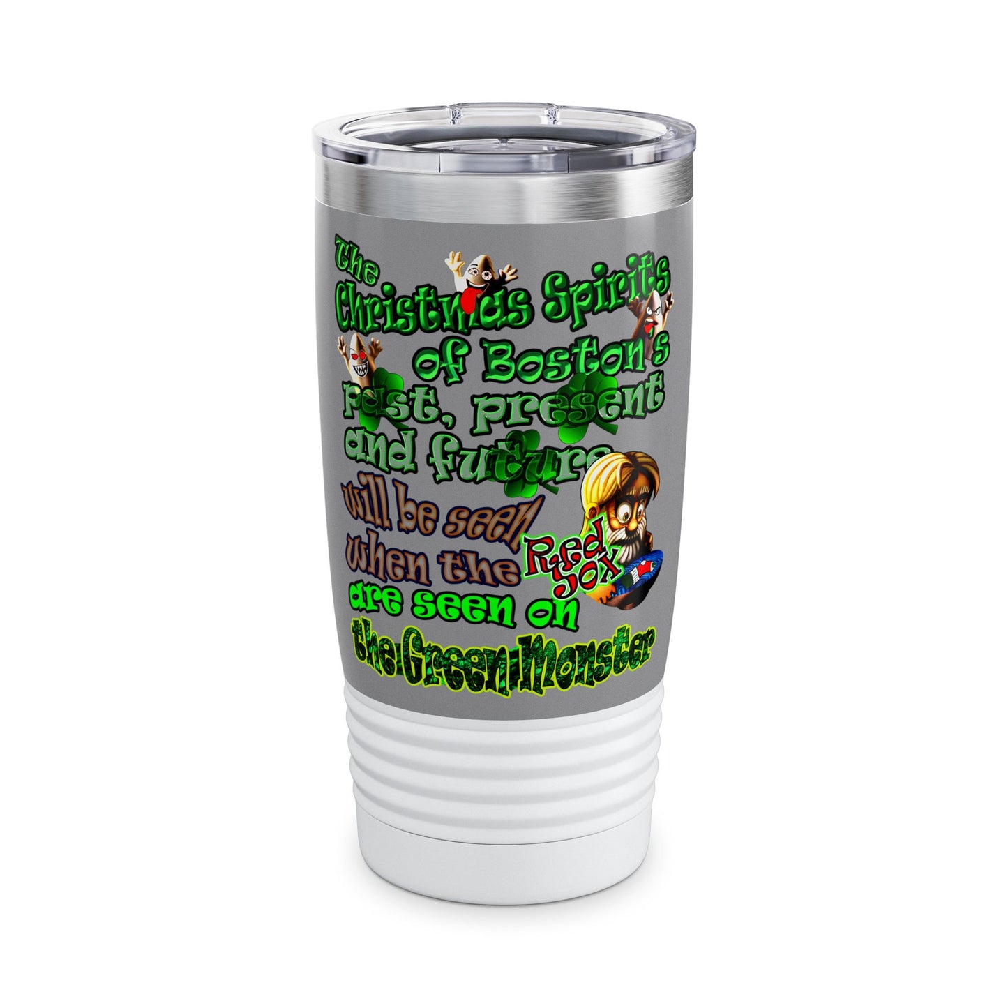 christmas spirits of boston - Ringneck Tumbler, 20oz (grey)