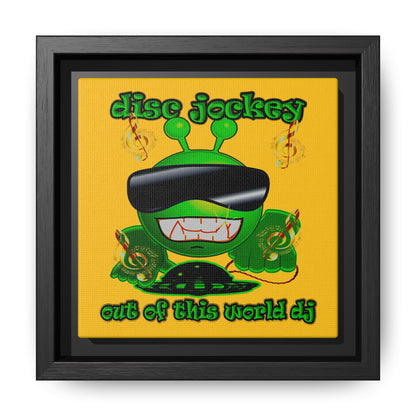 disc jockey - framed canvas art (yellow)