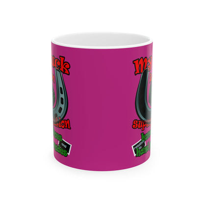 my luck - White Mug (pink)