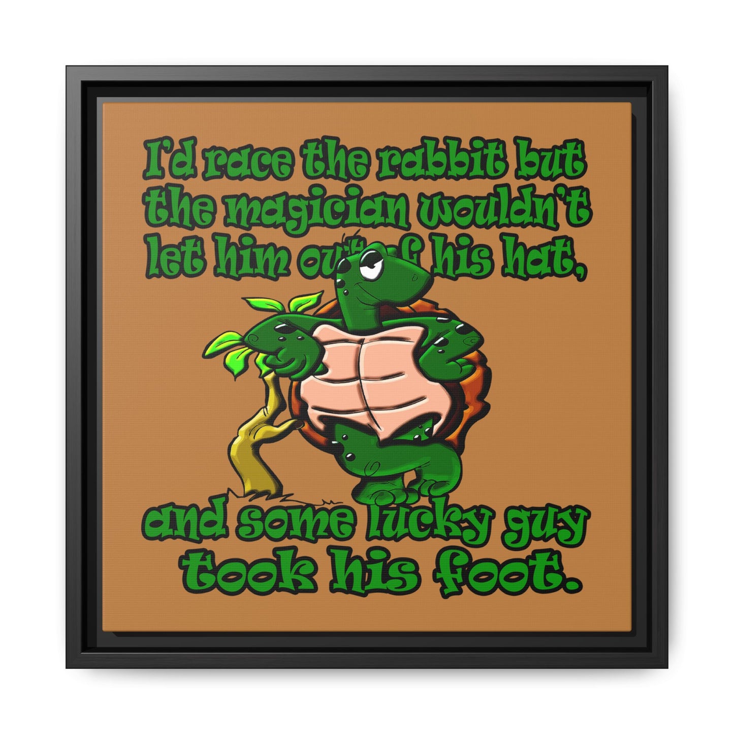 turtle race - framed canvas art (light brown)
