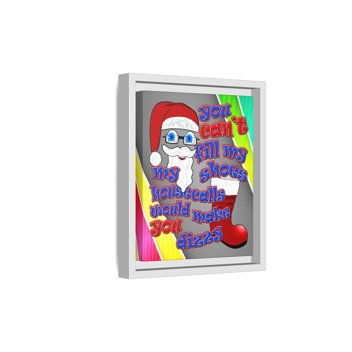 santa's shoes - framed canvas art (rainbow split)