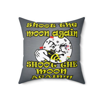 shoot the moon again - Spun Polyester Square Pillow - (grey-light grey)