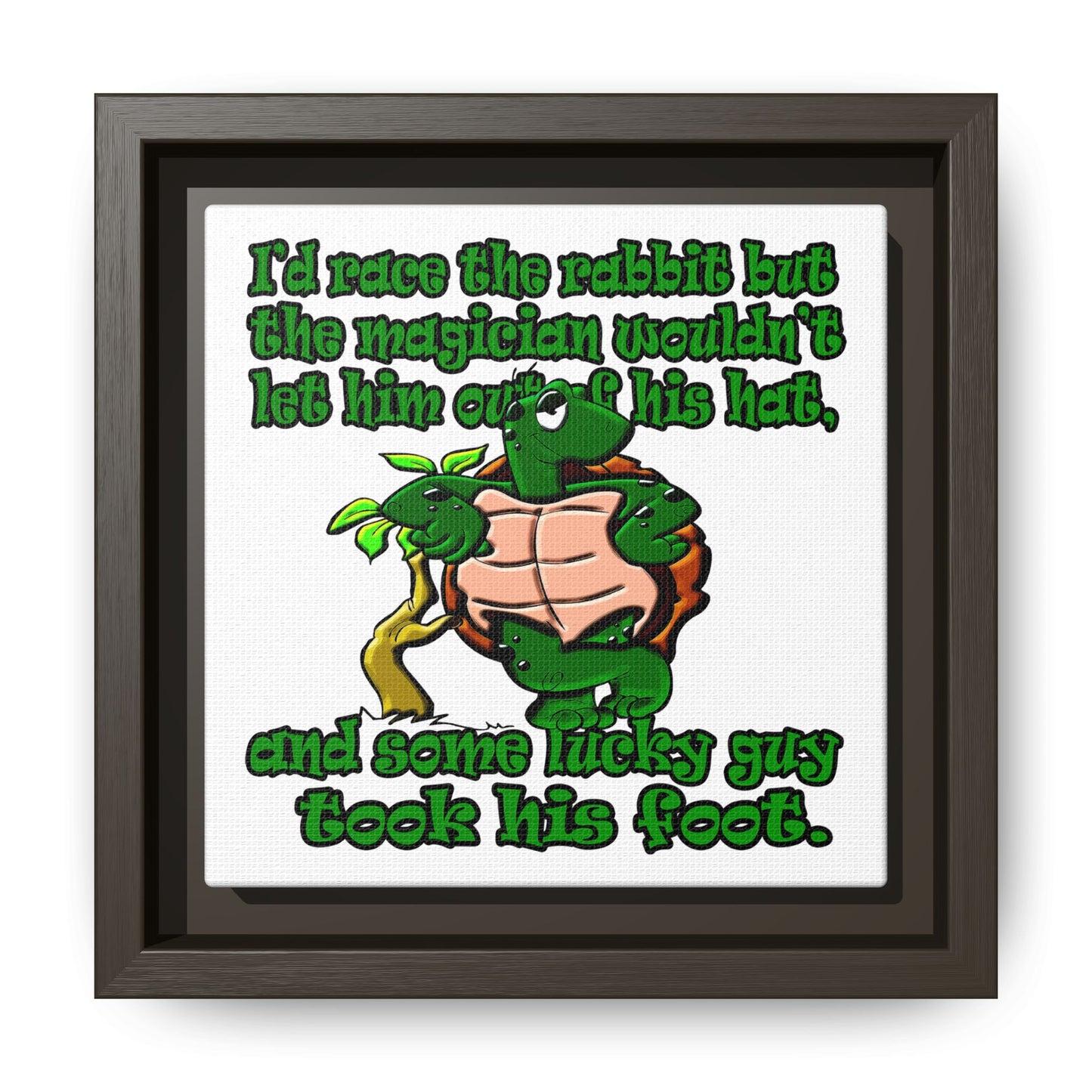 turtle race - framed canvas art (white)