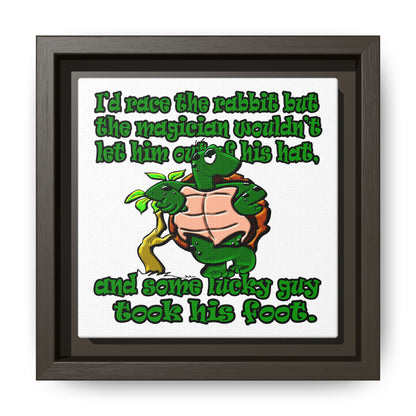 turtle race - framed canvas art (white)