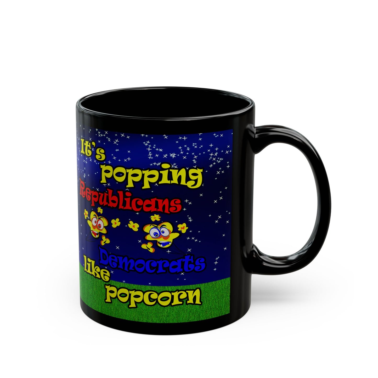 popping like popcorn - Black Mug ('snoops' background)