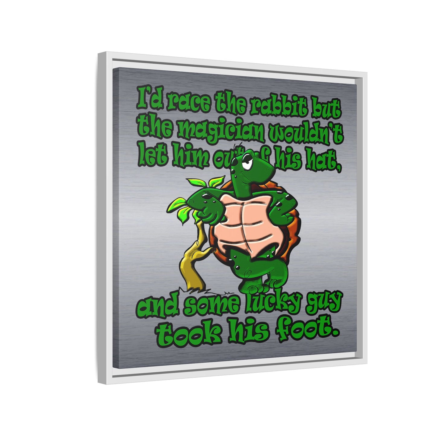 turtle race - framed canvas art (brushed nickel)