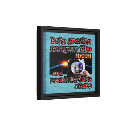 defy conquer reach - framed canvas art (faded blue)