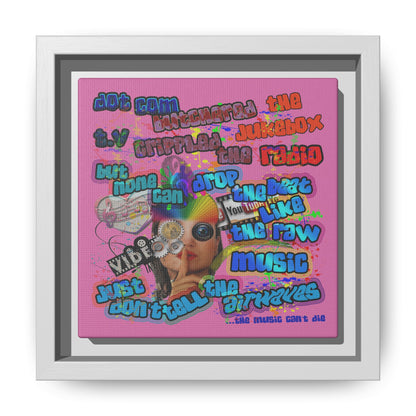 drop the beat - framed canvas art (light pink)