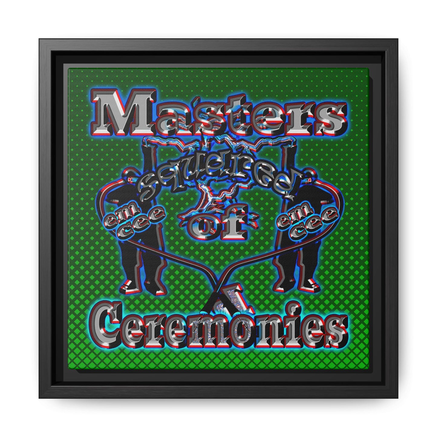 em cee squared - framed canvas art (logo green)