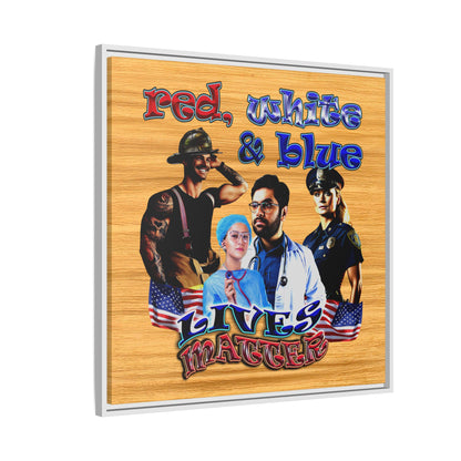 rw&b lives matter - framed canvas art (butterscotch wood finish)