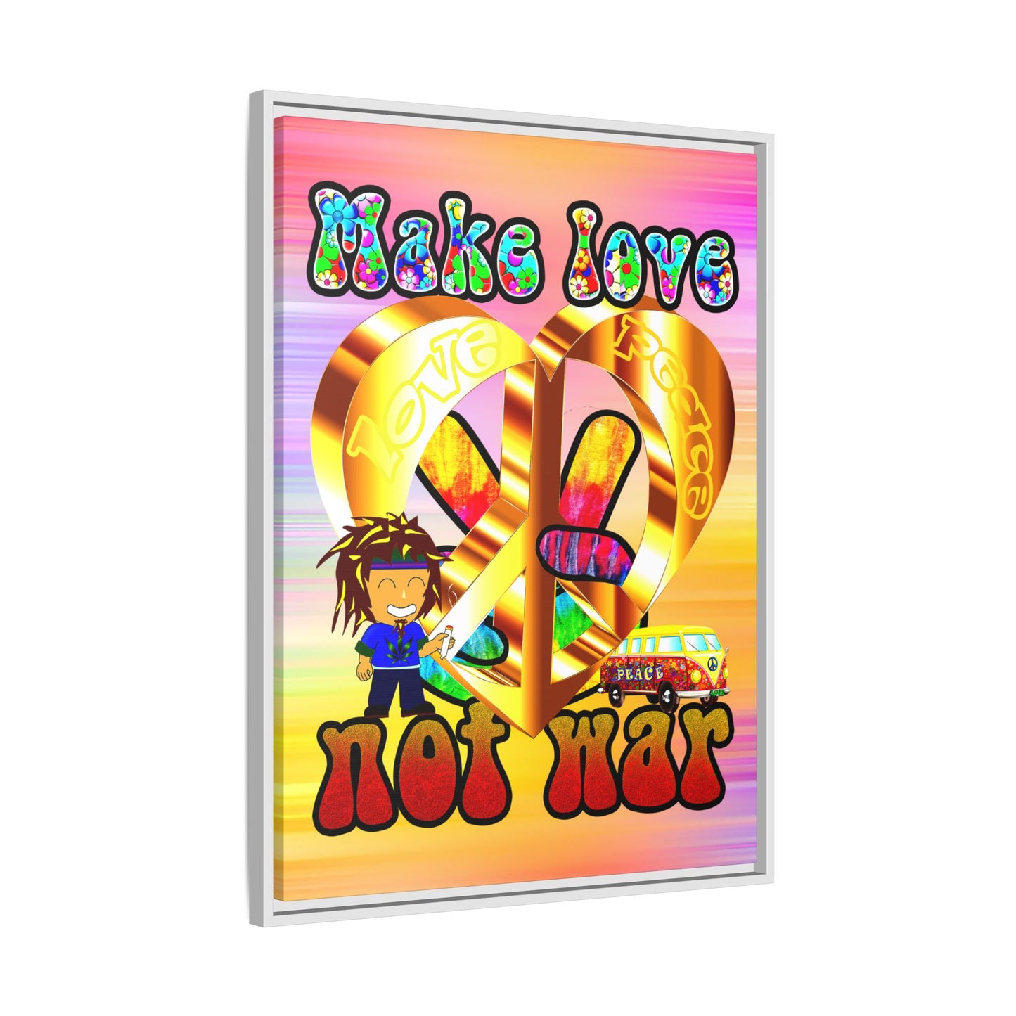 love peace - framed canvas art (color blur)