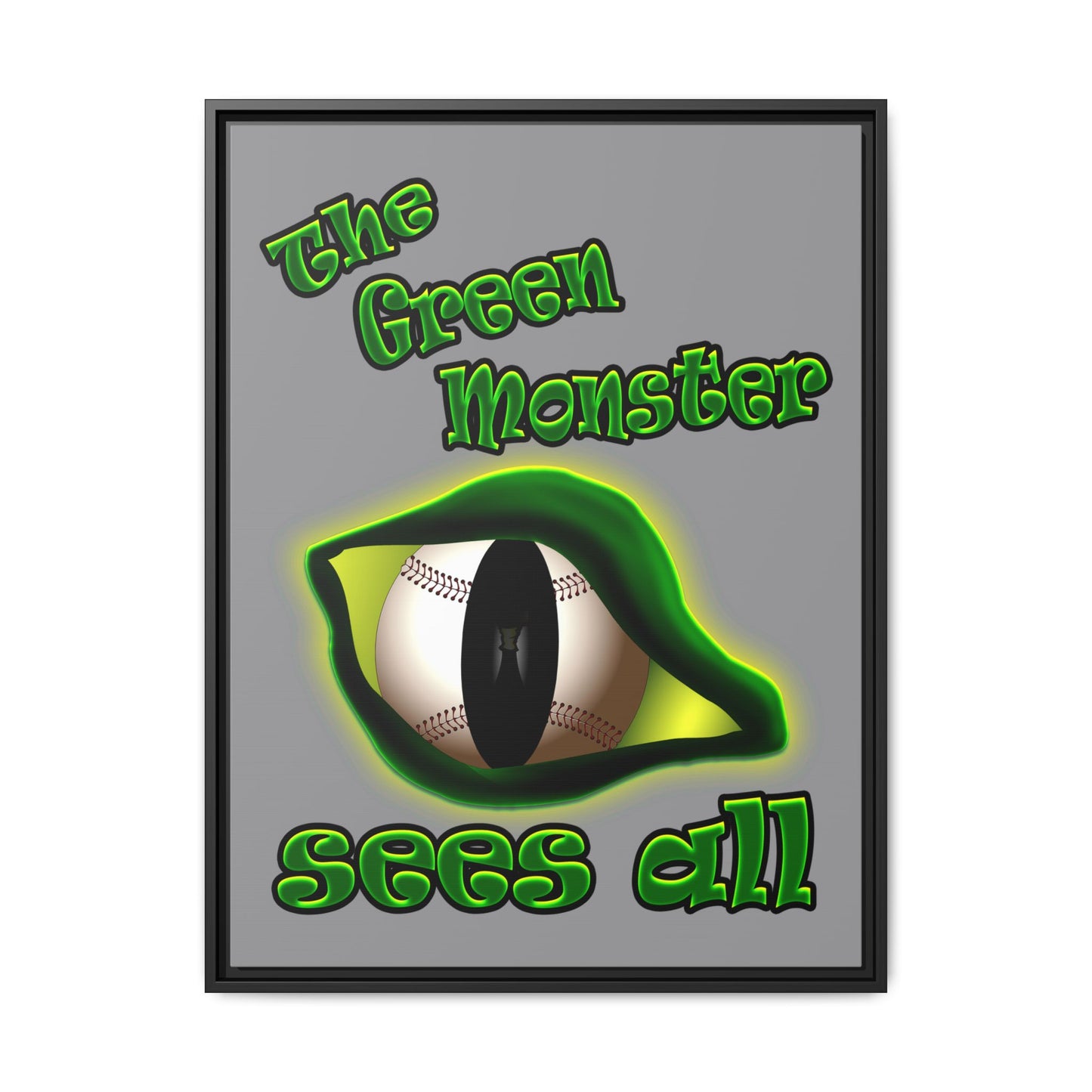 green monster - framed canvas art (grey)