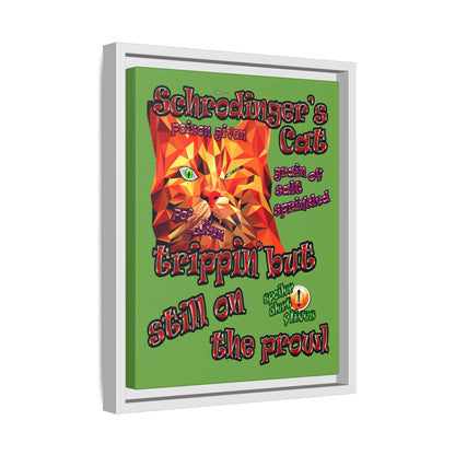 schrodinger's cat - framed canvas art (green)