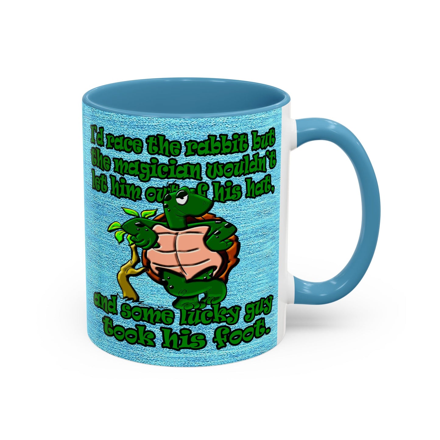 turtle race - Accent Mug (faded dark blue)