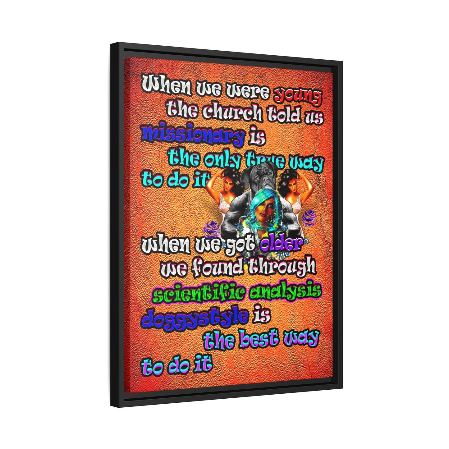 doggystyle - framed canvas art (burnt orange)