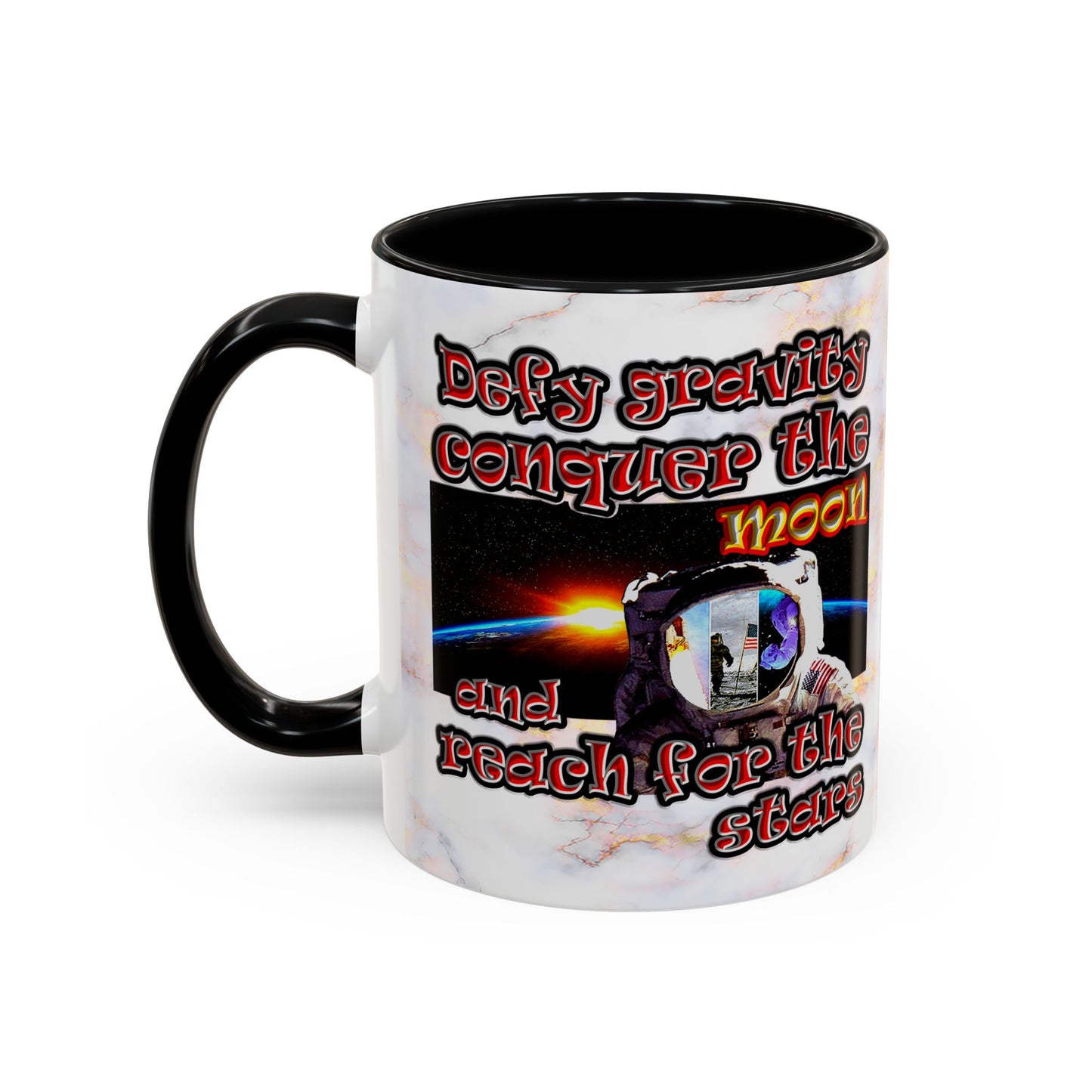 defy conquer reach - Accent Mug (white marble)