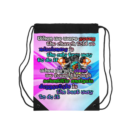 doggystyle - Drawstring Bag (light blue-pink wave)