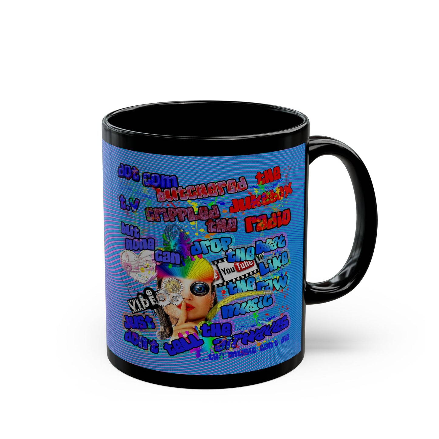drop the beat - Black Mug (light blue-purple wave)