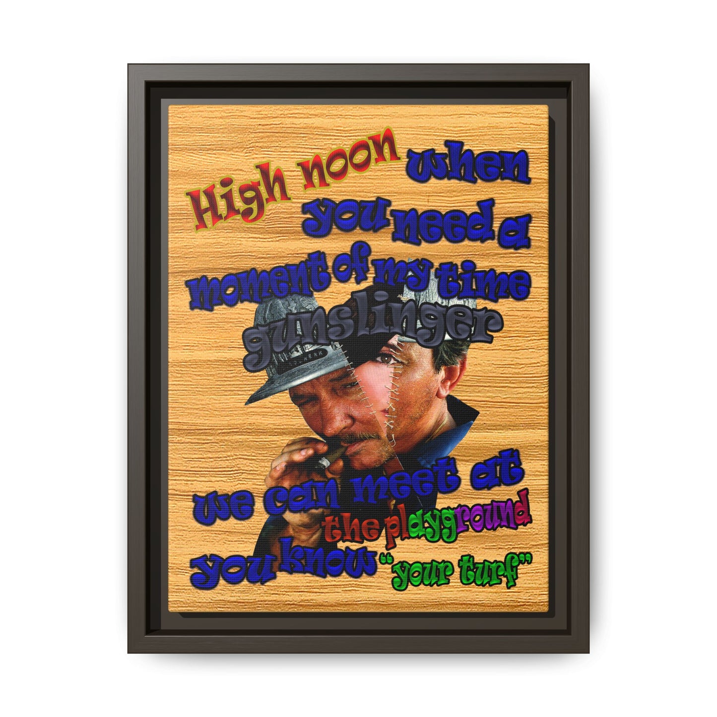 high noon - framed canvas art (butterscotch wood finish)