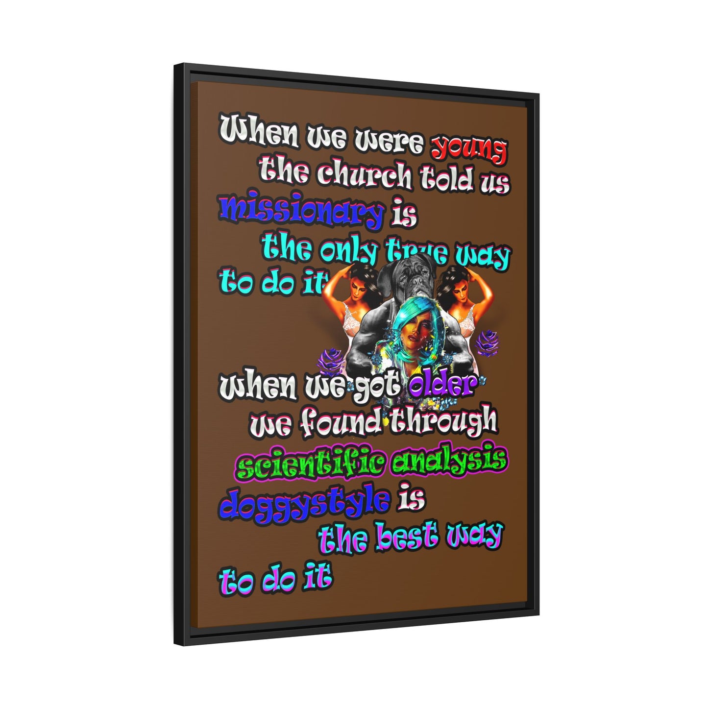 doggystyle - framed canvas art (brown)
