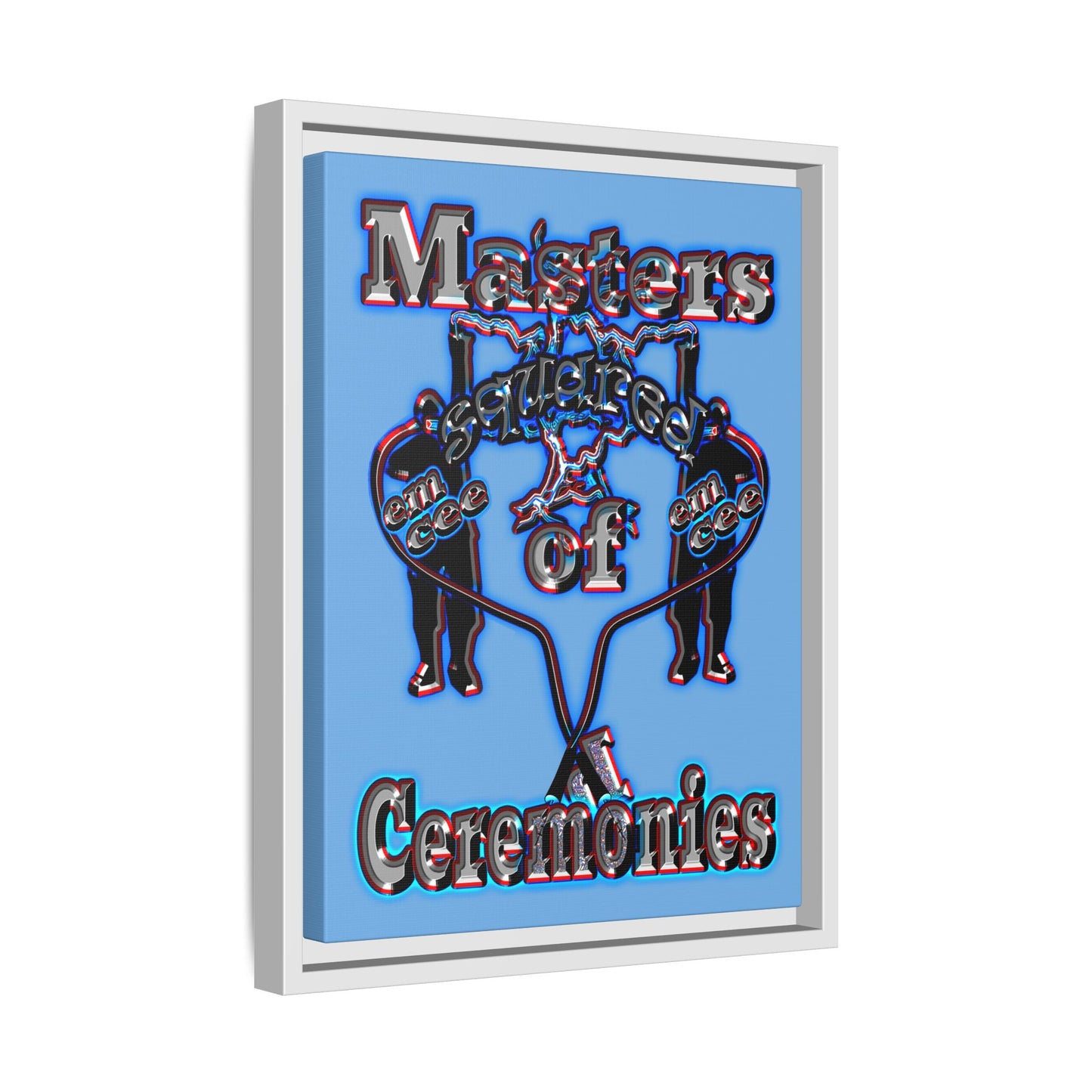 em cee squared - framed canvas art (light blue)