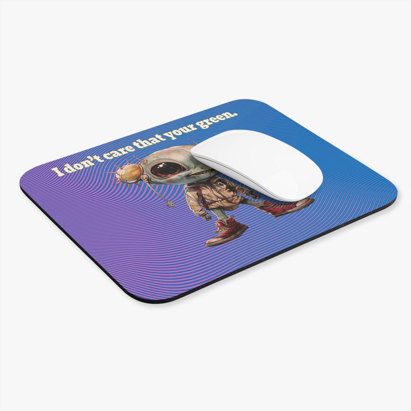 I don't care that your green - Mouse Pad (Rectangle) (light blue-purple wave)