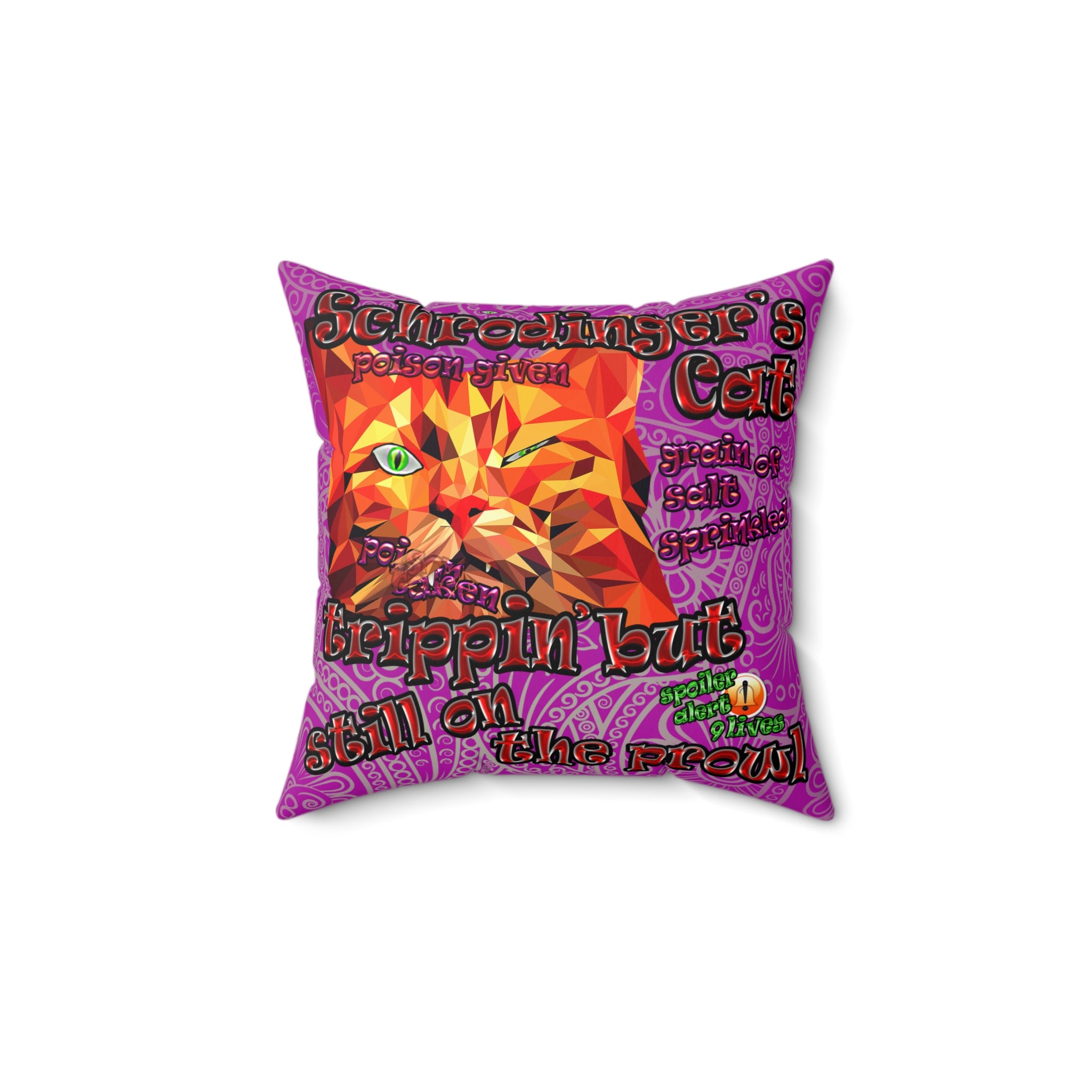 schrodinger's cat - Spun Polyester Square Pillow - (pink swirl)