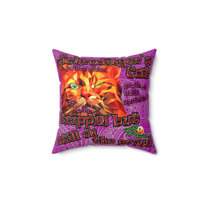 schrodinger's cat - Spun Polyester Square Pillow - (pink swirl)