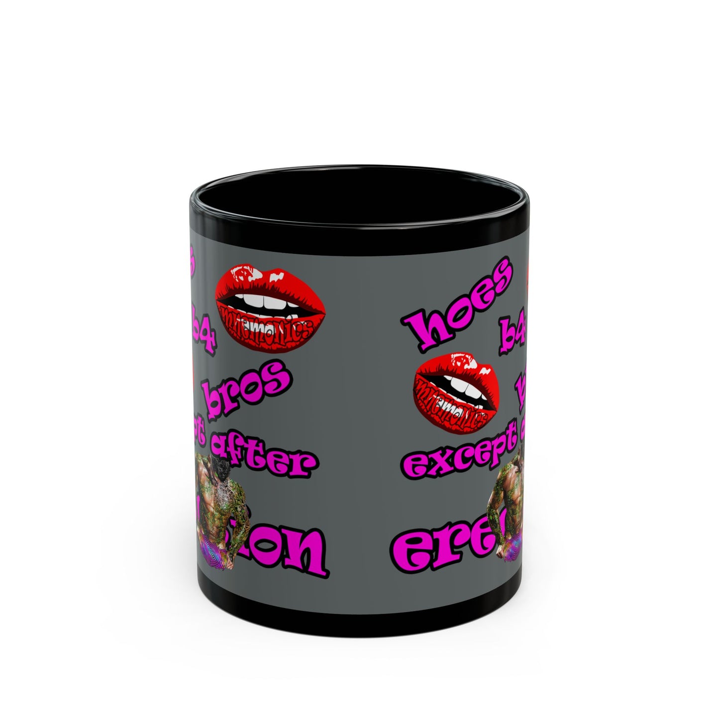 hoes b4 bros - Black Mug (dark grey)