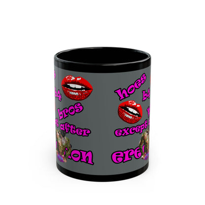 hoes b4 bros - Black Mug (dark grey)
