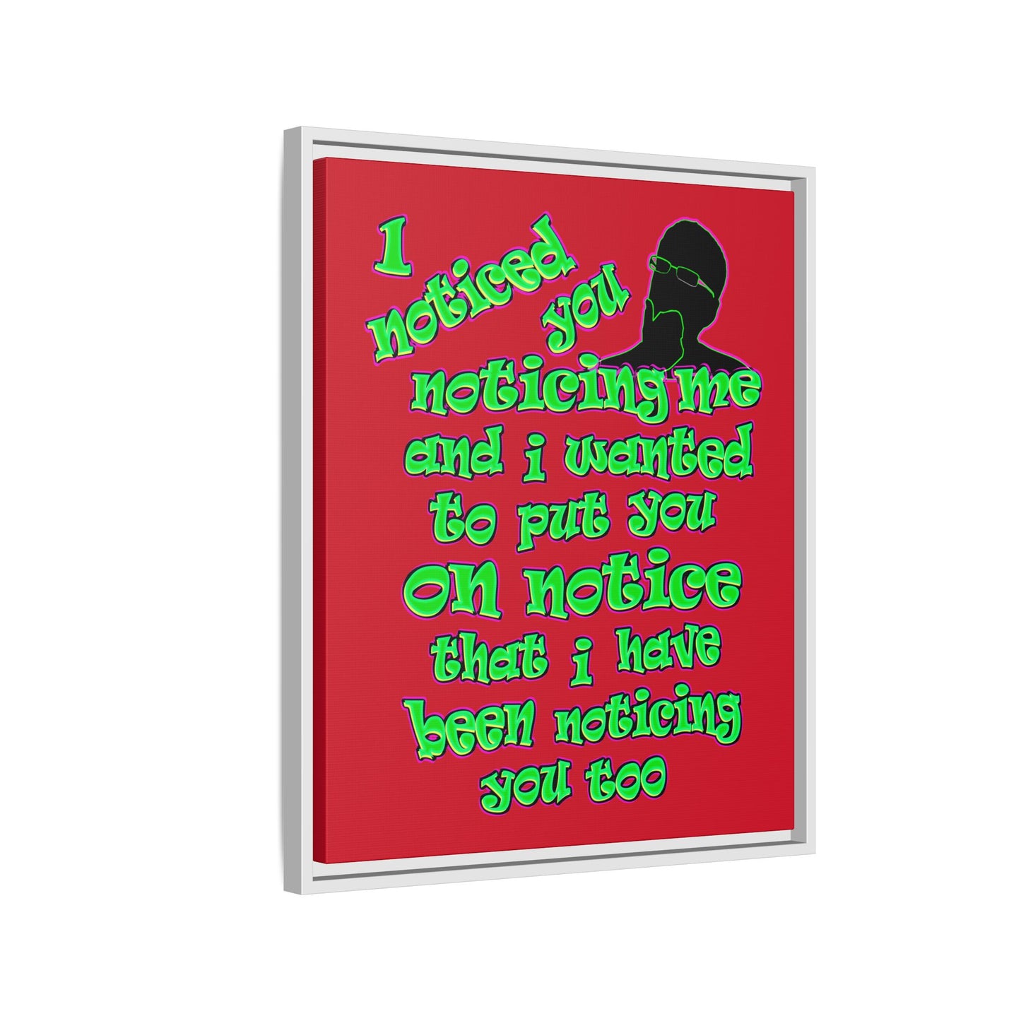 noticed you noticing - framed canvas art (dark red)