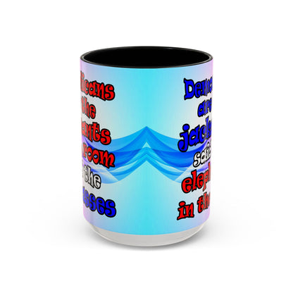 donkeys and elephants - Accent Mug (light blue-pink wave)