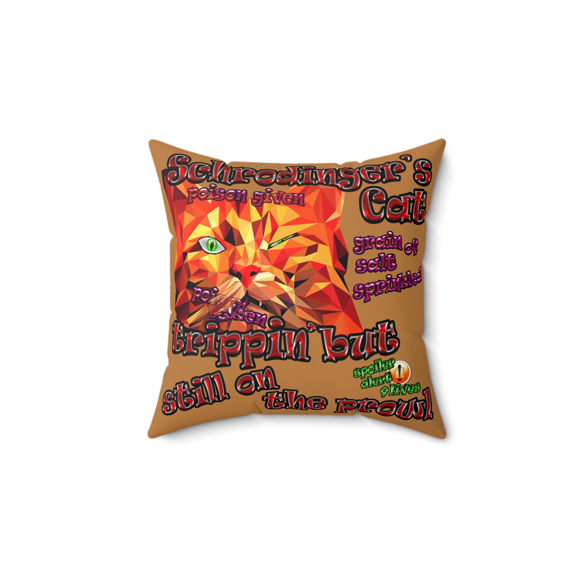 schrodinger's cat - Spun Polyester Square Pillow - (light brown)